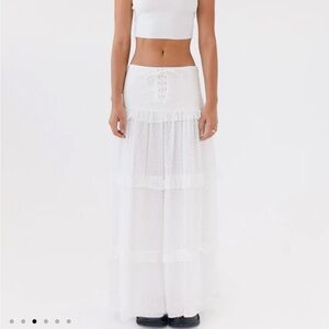 Peppermayo White Tiered Maxi Skirt